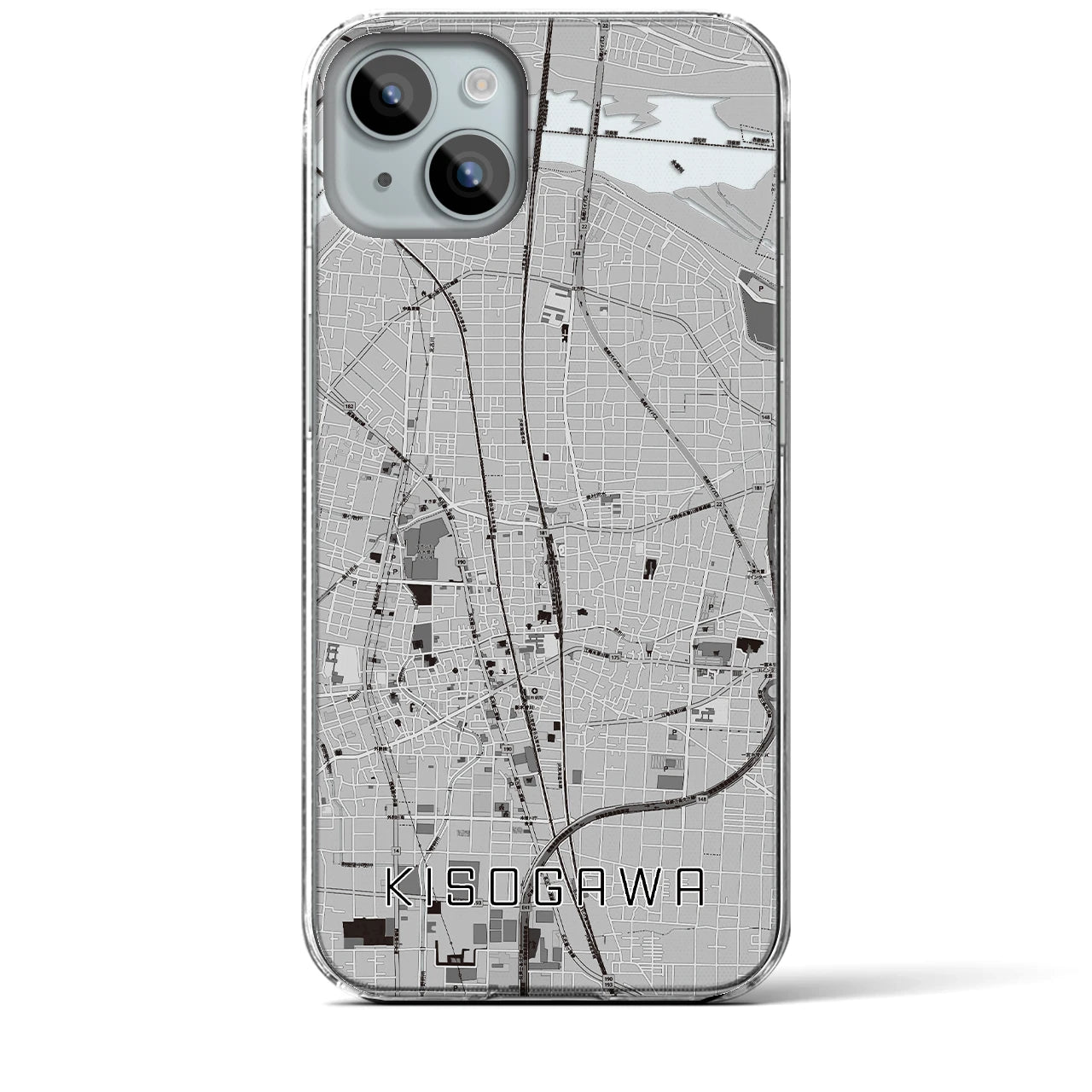 【木曽川(愛知県)】地図柄iPhoneケース(クリアタイプ)