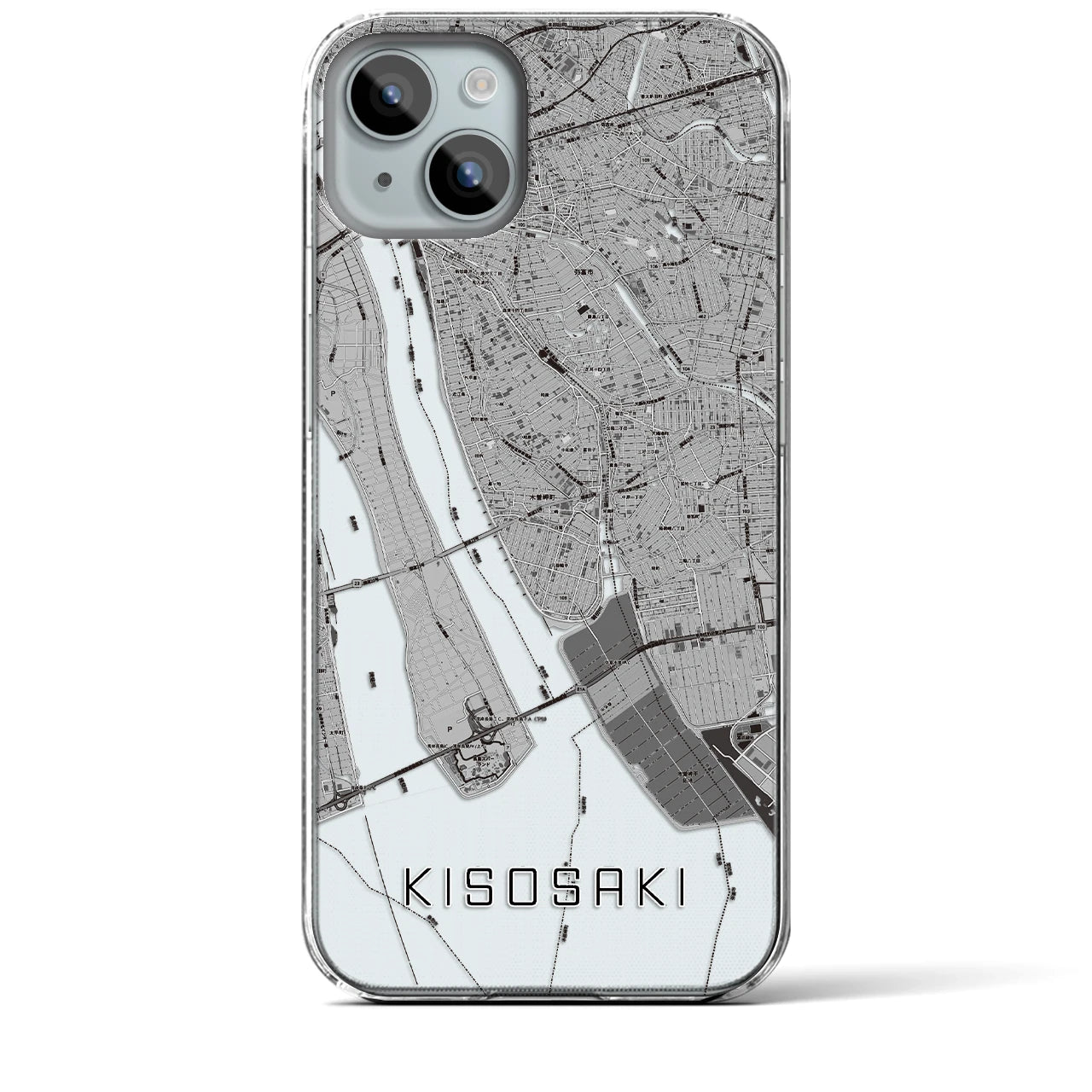 【木曽岬(三重県)】地図柄iPhoneケース(クリアタイプ)