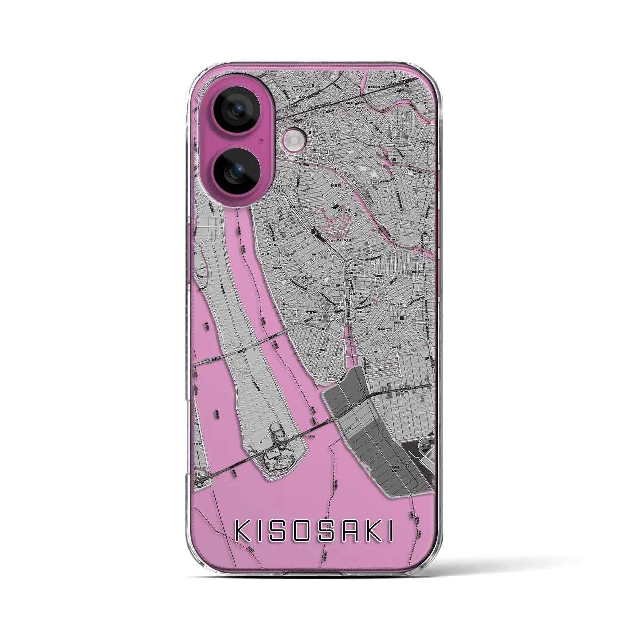 【木曽岬(三重県)】地図柄iPhoneケース(クリアタイプ)モノトーン・iPhone 16 Pro 用