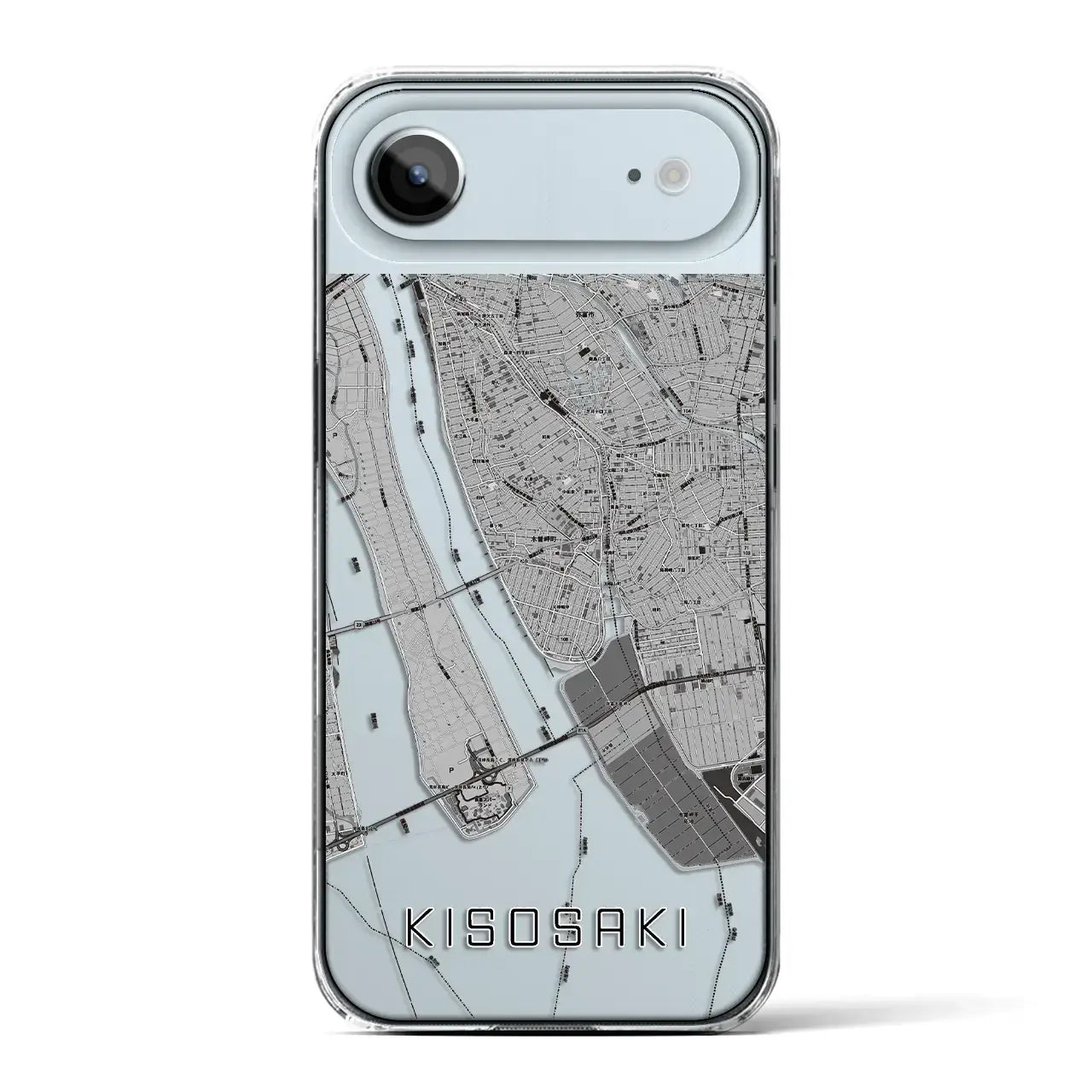 【木曽岬(三重県)】地図柄iPhoneケース(クリアタイプ)モノトーン・iPhone 17 Pro Max 用