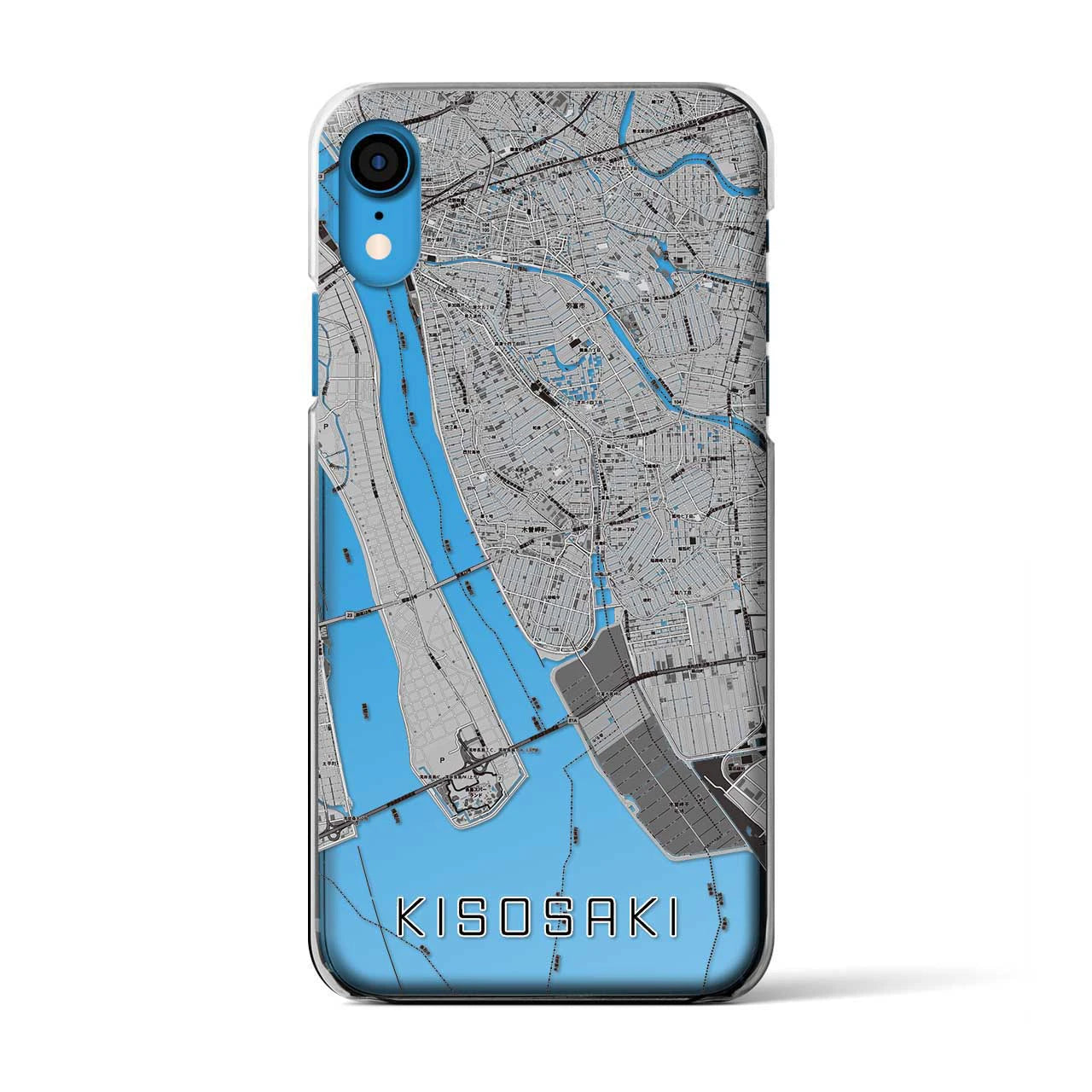 【木曽岬(三重県)】地図柄iPhoneケース(クリアタイプ)モノトーン・iPhone XR 用