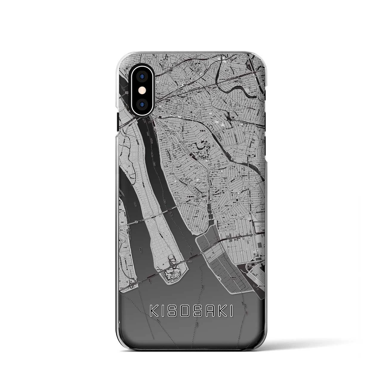 【木曽岬(三重県)】地図柄iPhoneケース(クリアタイプ)モノトーン・iPhone XS / X 用