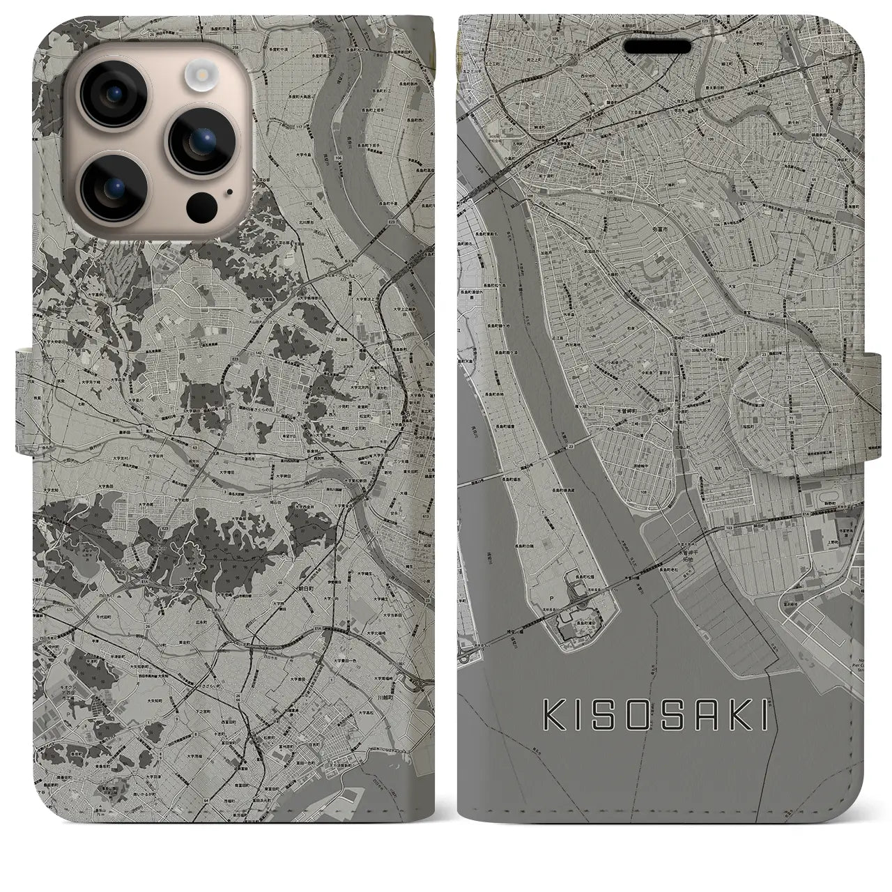 【木曽岬(三重県)】地図柄iPhoneケース(手帳タイプ)