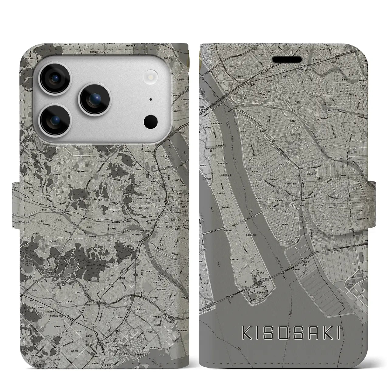 【木曽岬(三重県)】地図柄iPhoneケース(手帳タイプ)