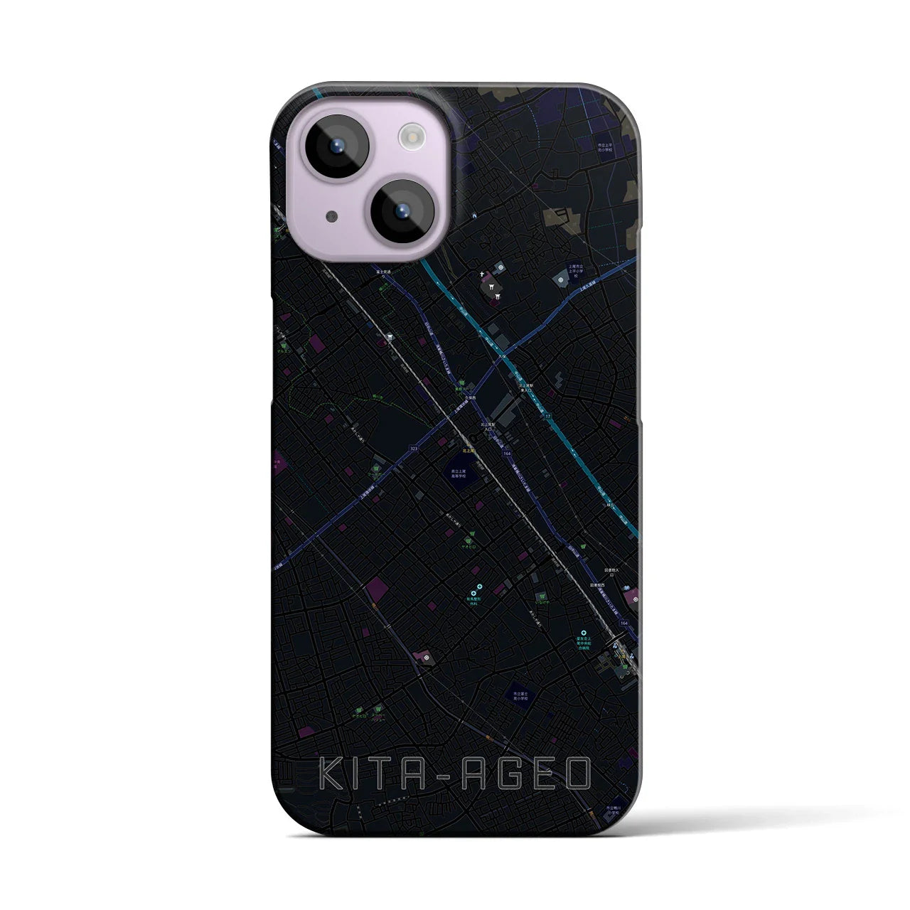 【北上尾(埼玉県)】地図柄iPhoneケース(バックカバータイプ)
