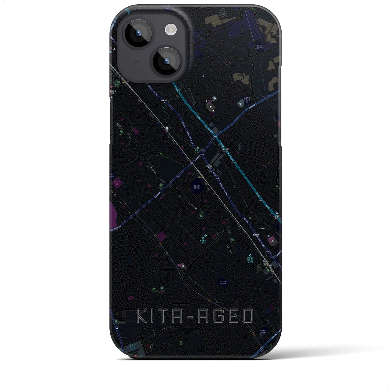 【北上尾(埼玉県)】地図柄iPhoneケース(バックカバータイプ)