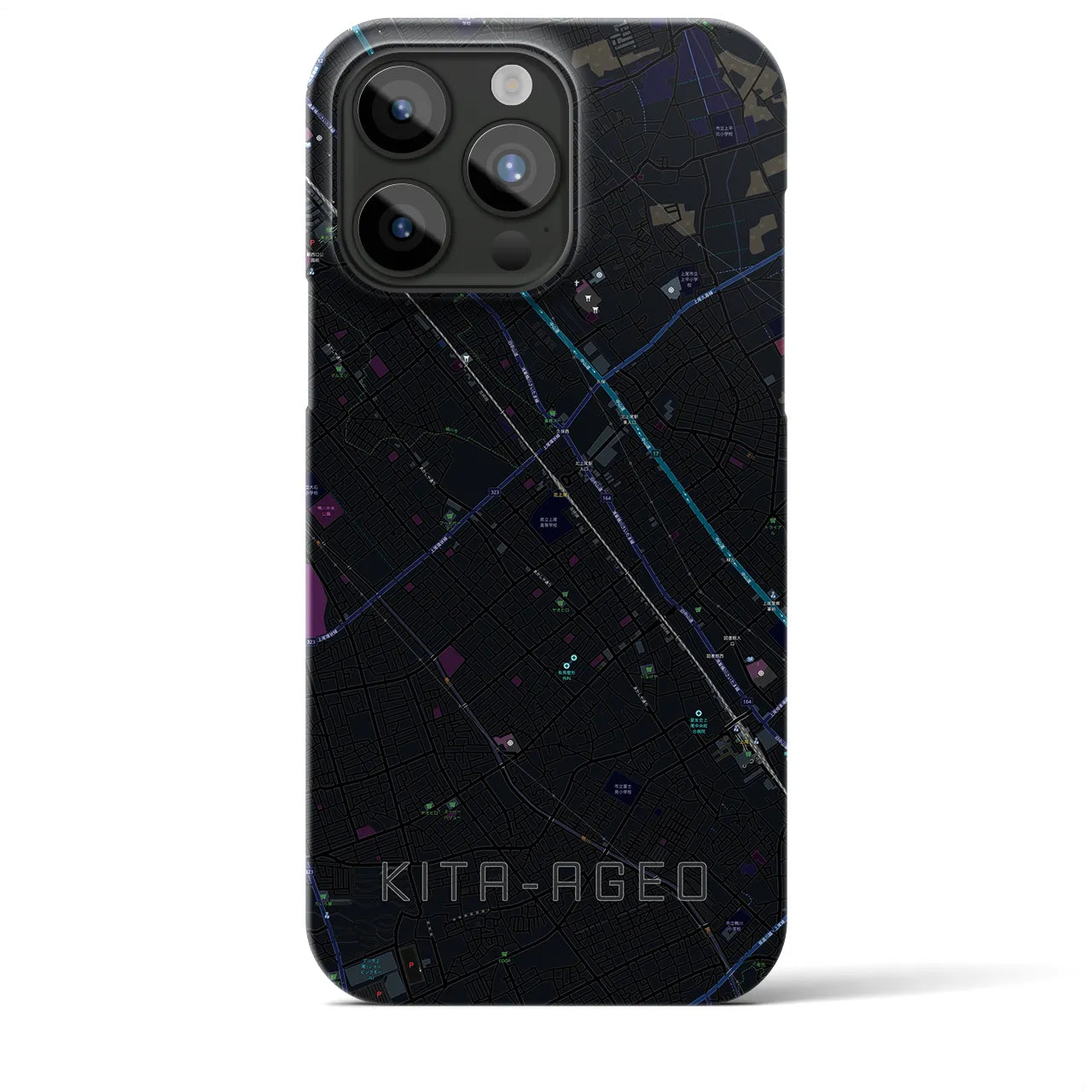 【北上尾(埼玉県)】地図柄iPhoneケース(バックカバータイプ)