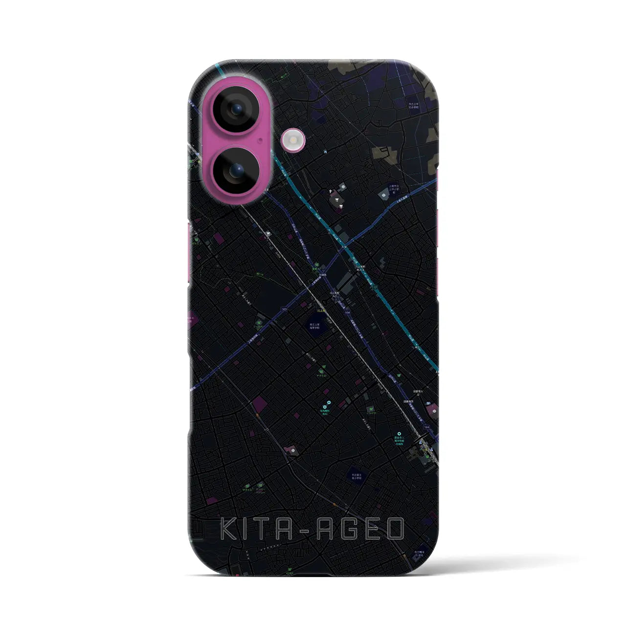 【北上尾(埼玉県)】地図柄iPhoneケース(バックカバータイプ)