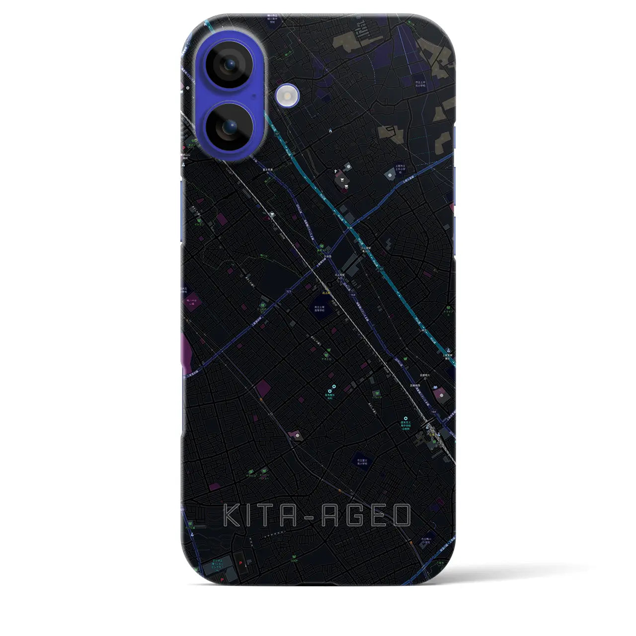 【北上尾(埼玉県)】地図柄iPhoneケース(バックカバータイプ)