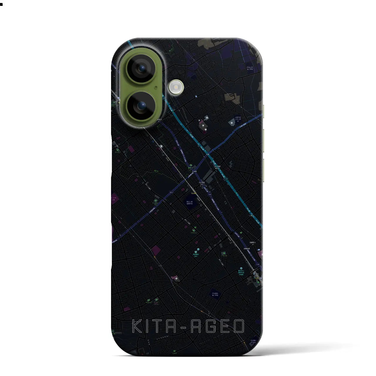 【北上尾(埼玉県)】地図柄iPhoneケース(バックカバータイプ)