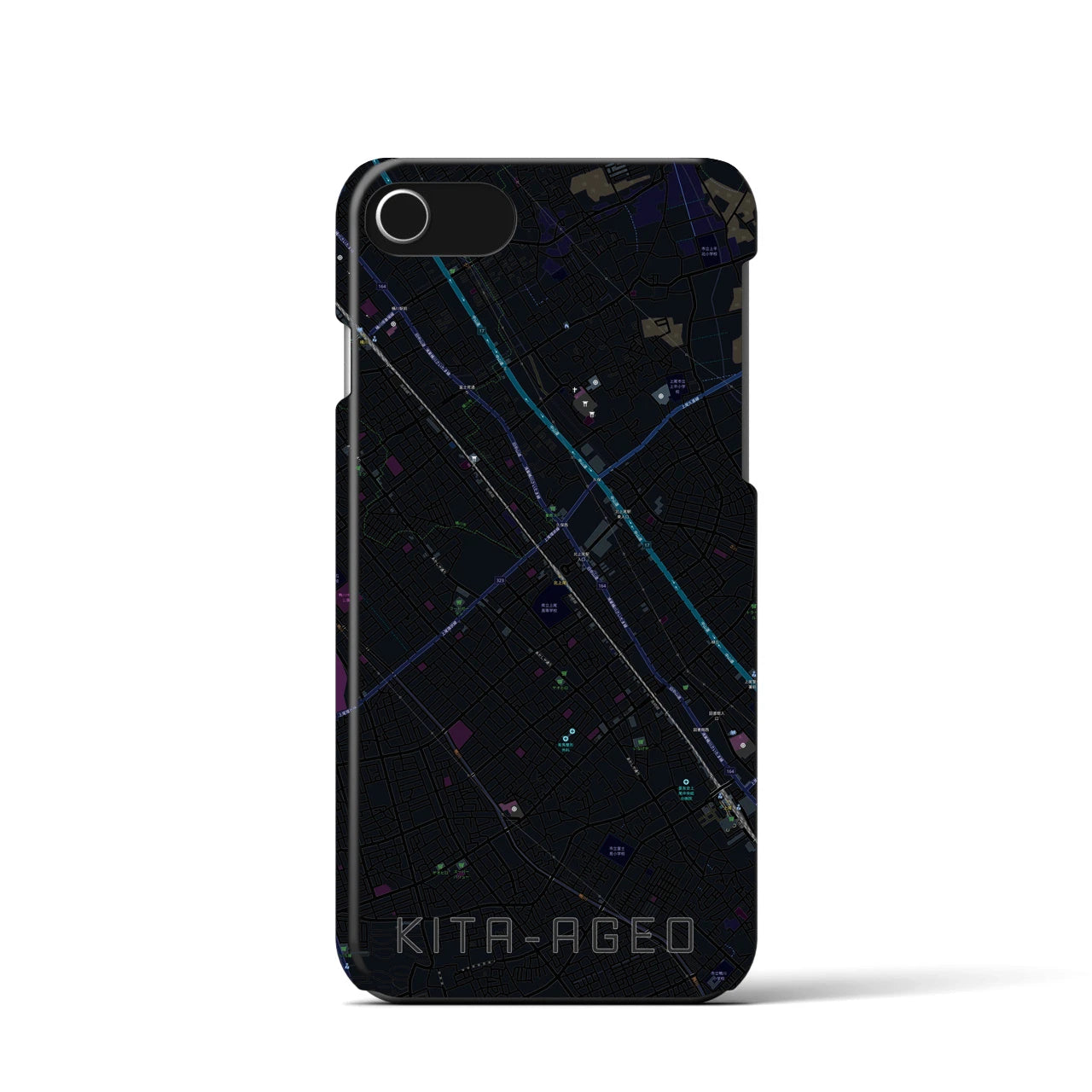 【北上尾(埼玉県)】地図柄iPhoneケース(バックカバータイプ)