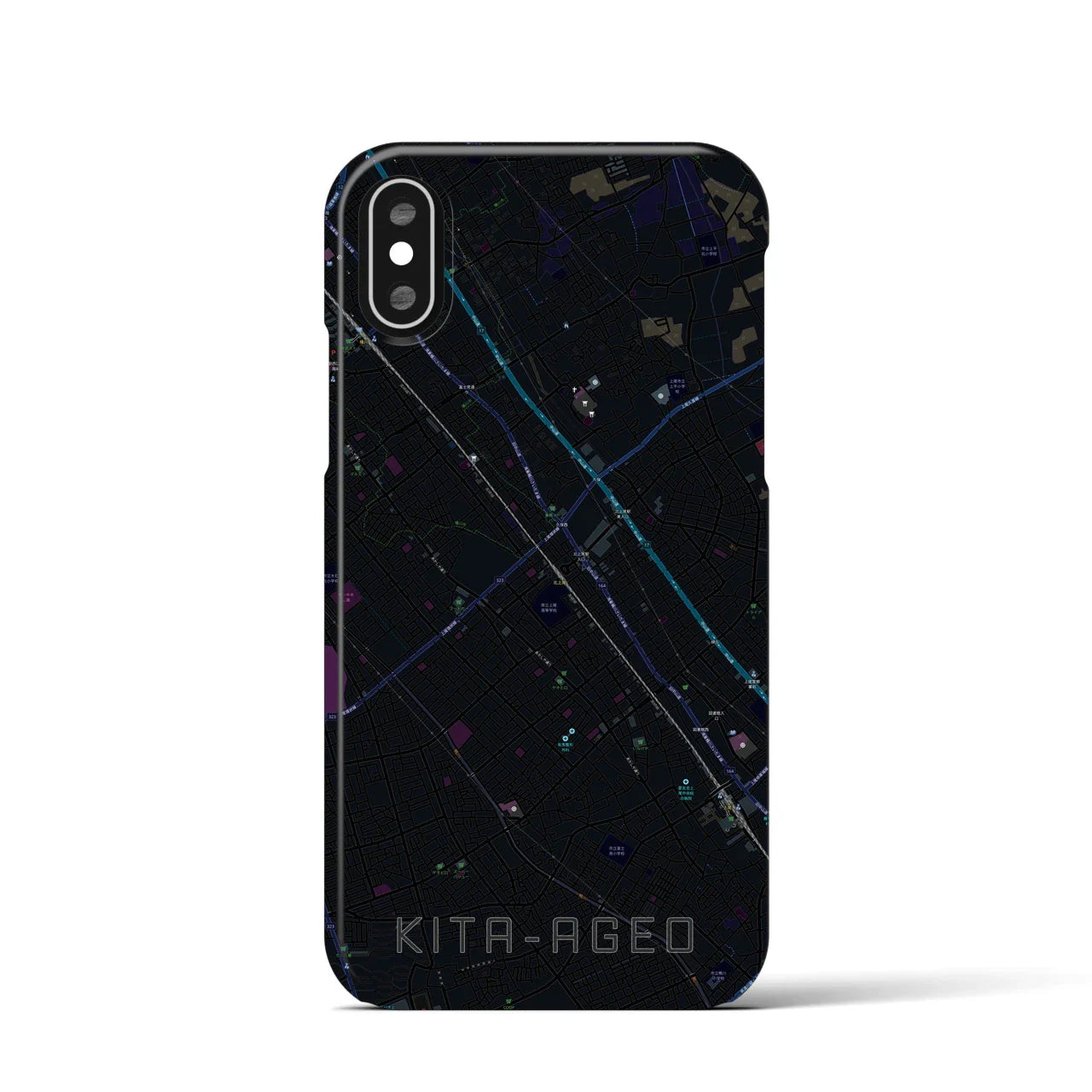 【北上尾(埼玉県)】地図柄iPhoneケース(バックカバータイプ)