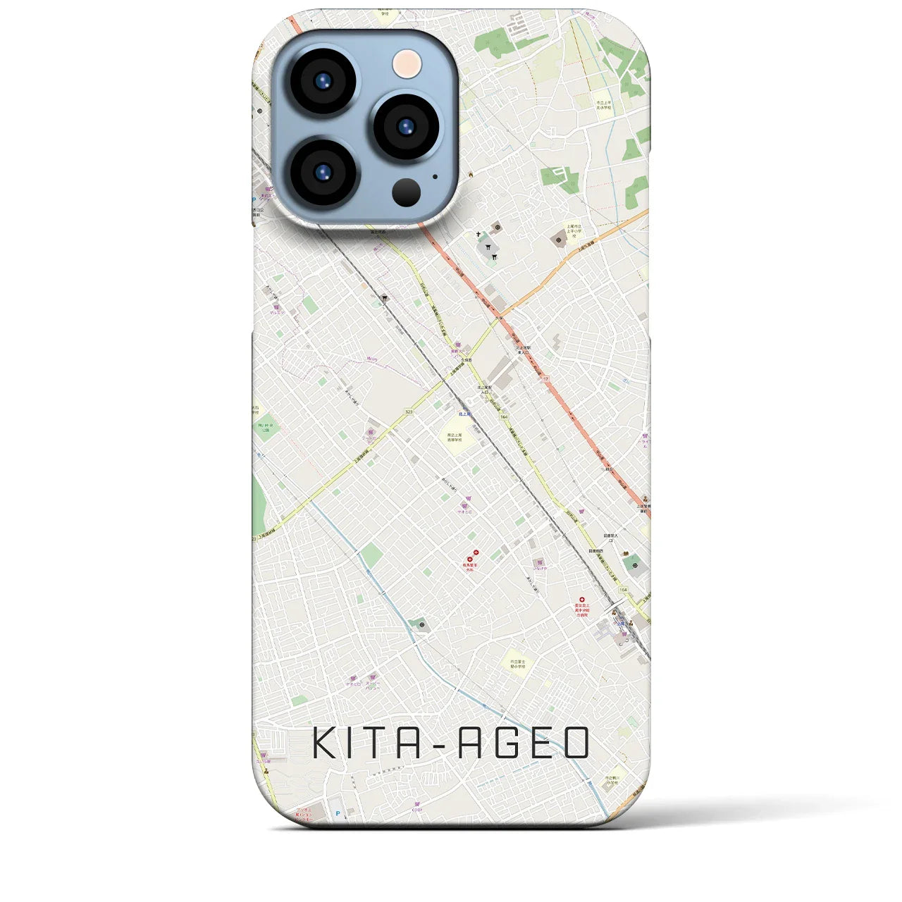 【北上尾(埼玉県)】地図柄iPhoneケース(バックカバータイプ)