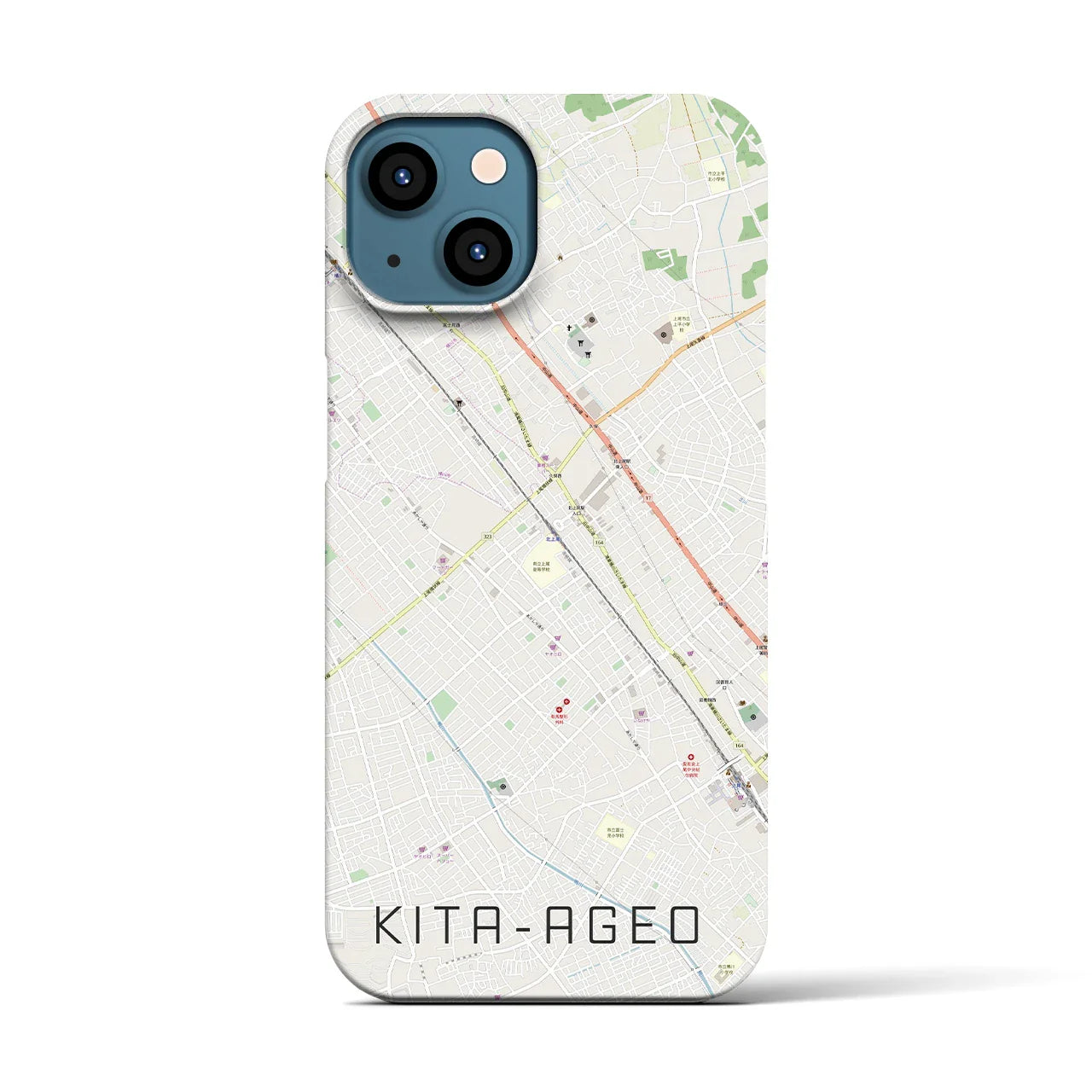 【北上尾(埼玉県)】地図柄iPhoneケース(バックカバータイプ)