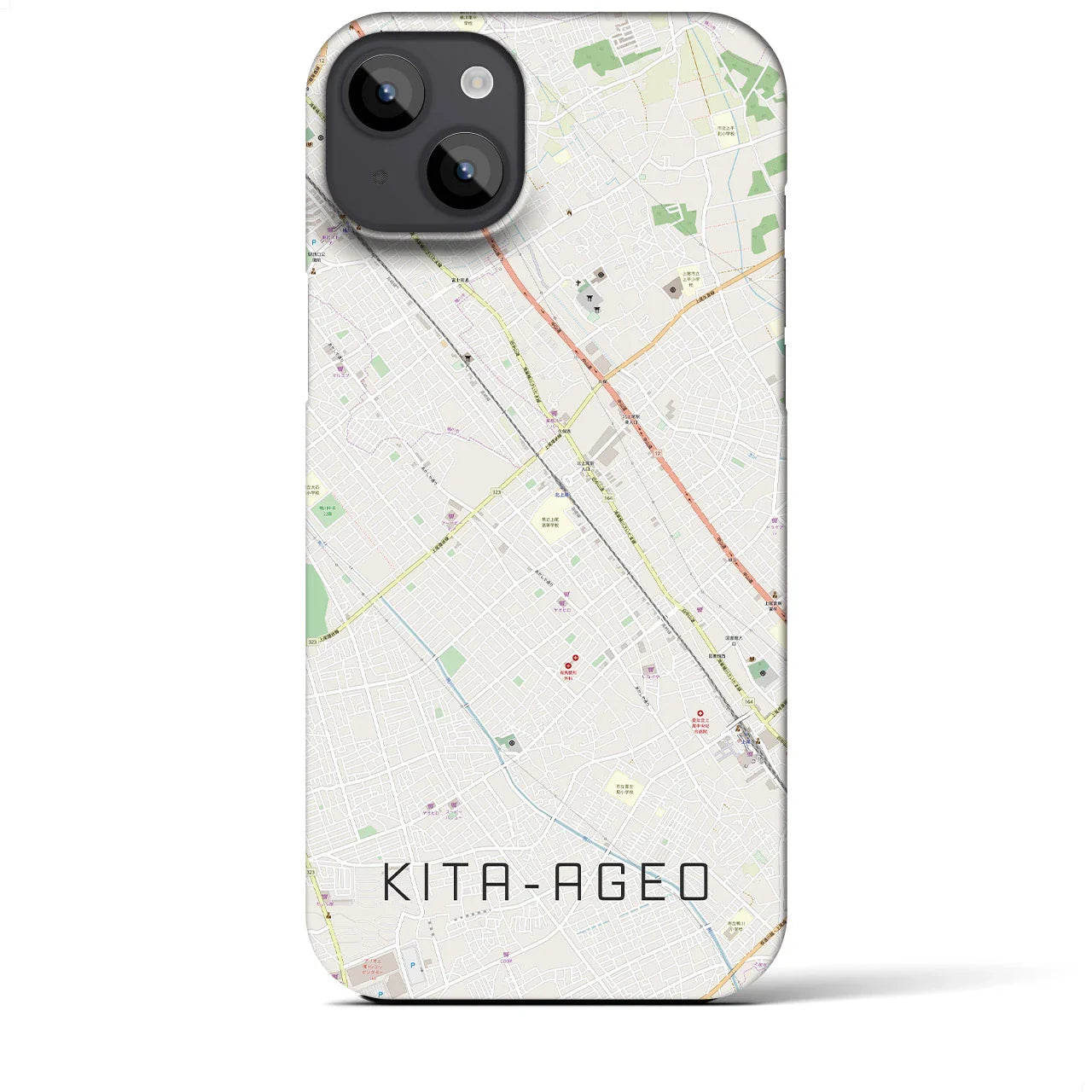 【北上尾(埼玉県)】地図柄iPhoneケース(バックカバータイプ)