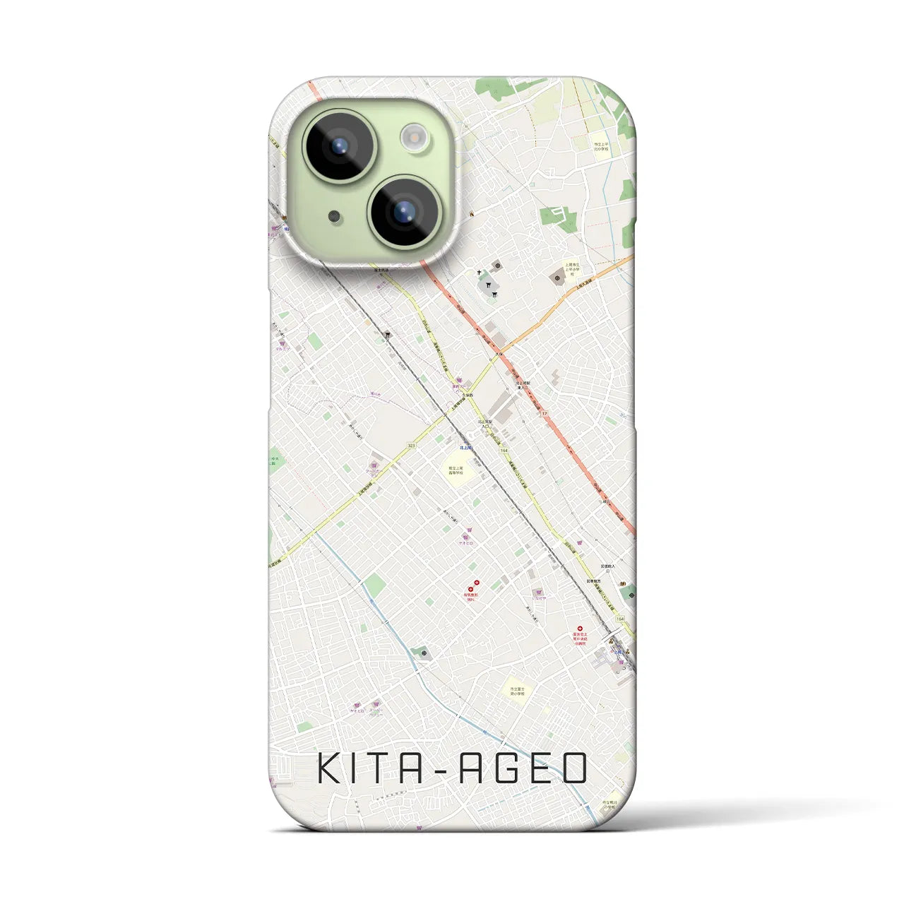 【北上尾(埼玉県)】地図柄iPhoneケース(バックカバータイプ)