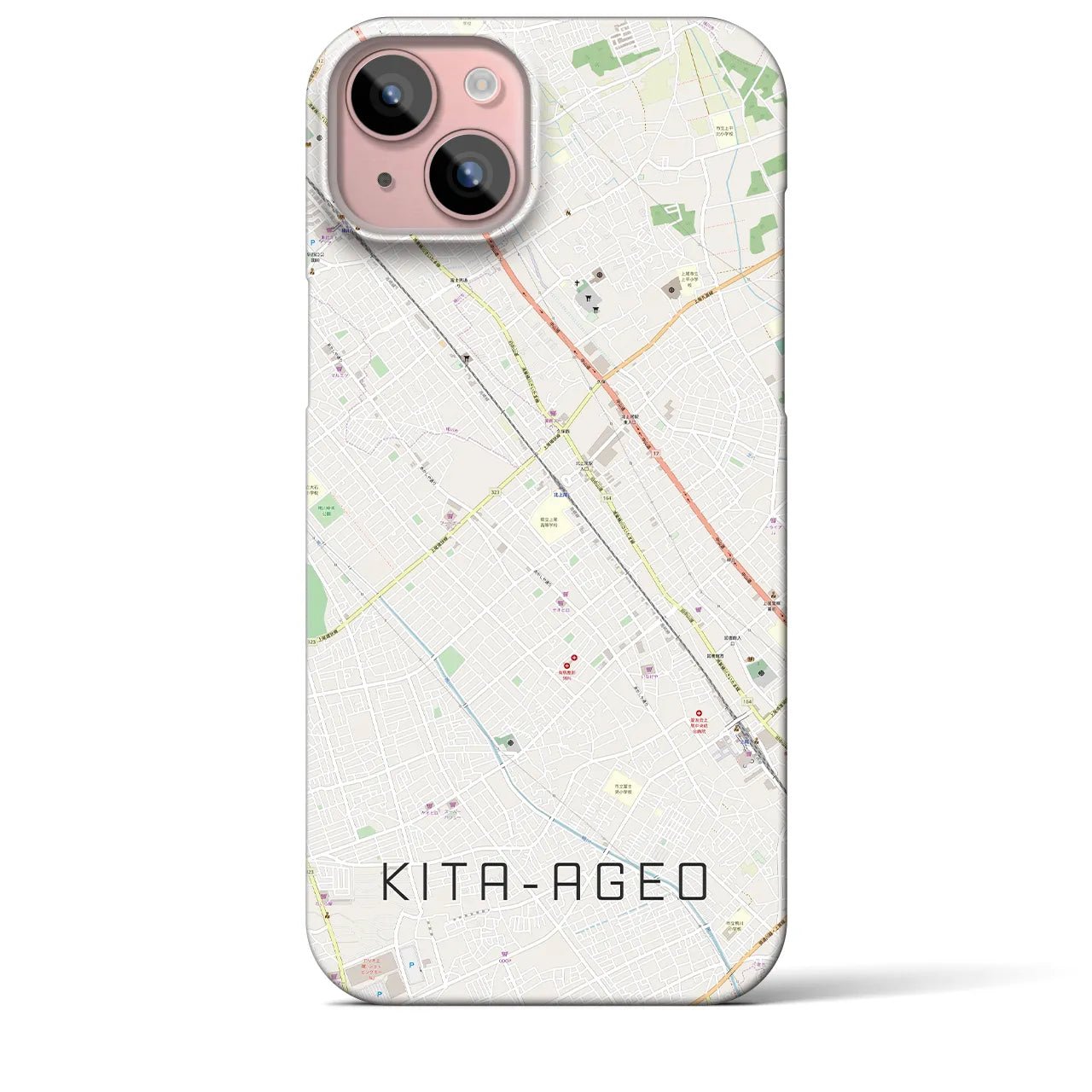 【北上尾(埼玉県)】地図柄iPhoneケース(バックカバータイプ)