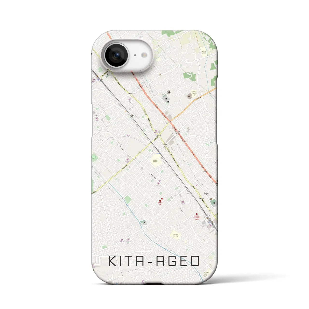 【北上尾(埼玉県)】地図柄iPhoneケース(バックカバータイプ)