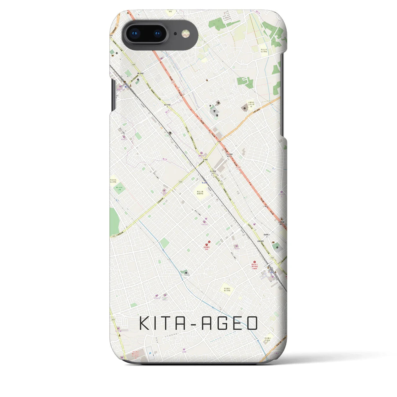 【北上尾(埼玉県)】地図柄iPhoneケース(バックカバータイプ)