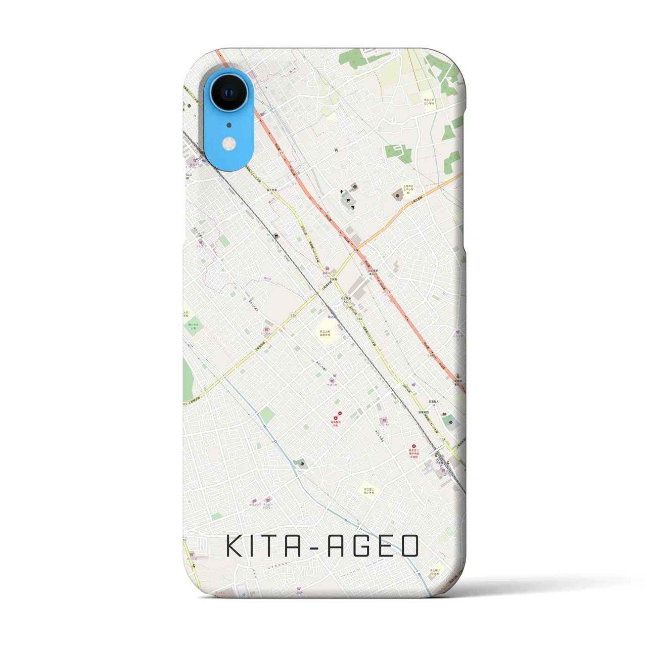 【北上尾(埼玉県)】地図柄iPhoneケース(バックカバータイプ)