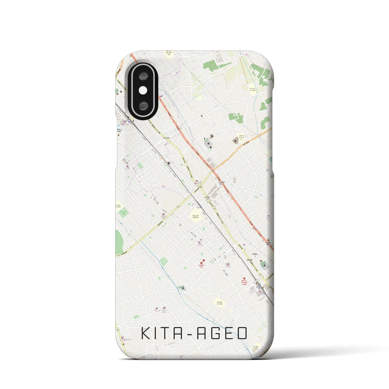 【北上尾(埼玉県)】地図柄iPhoneケース(バックカバータイプ)
