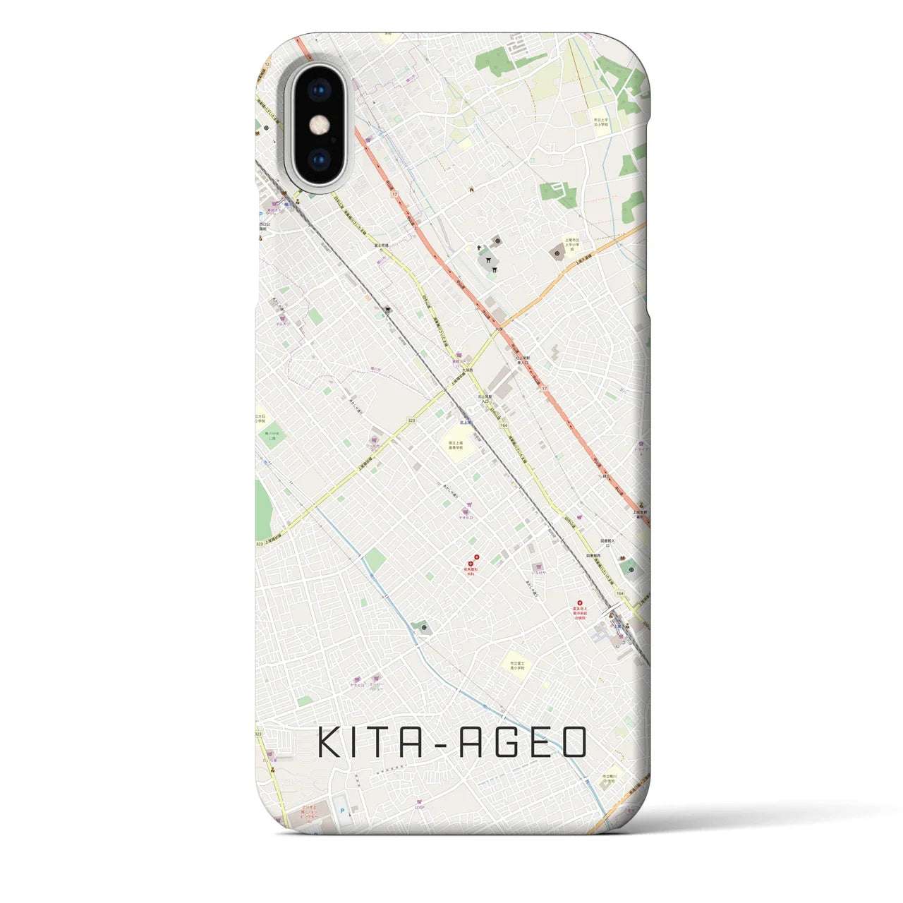 【北上尾(埼玉県)】地図柄iPhoneケース(バックカバータイプ)