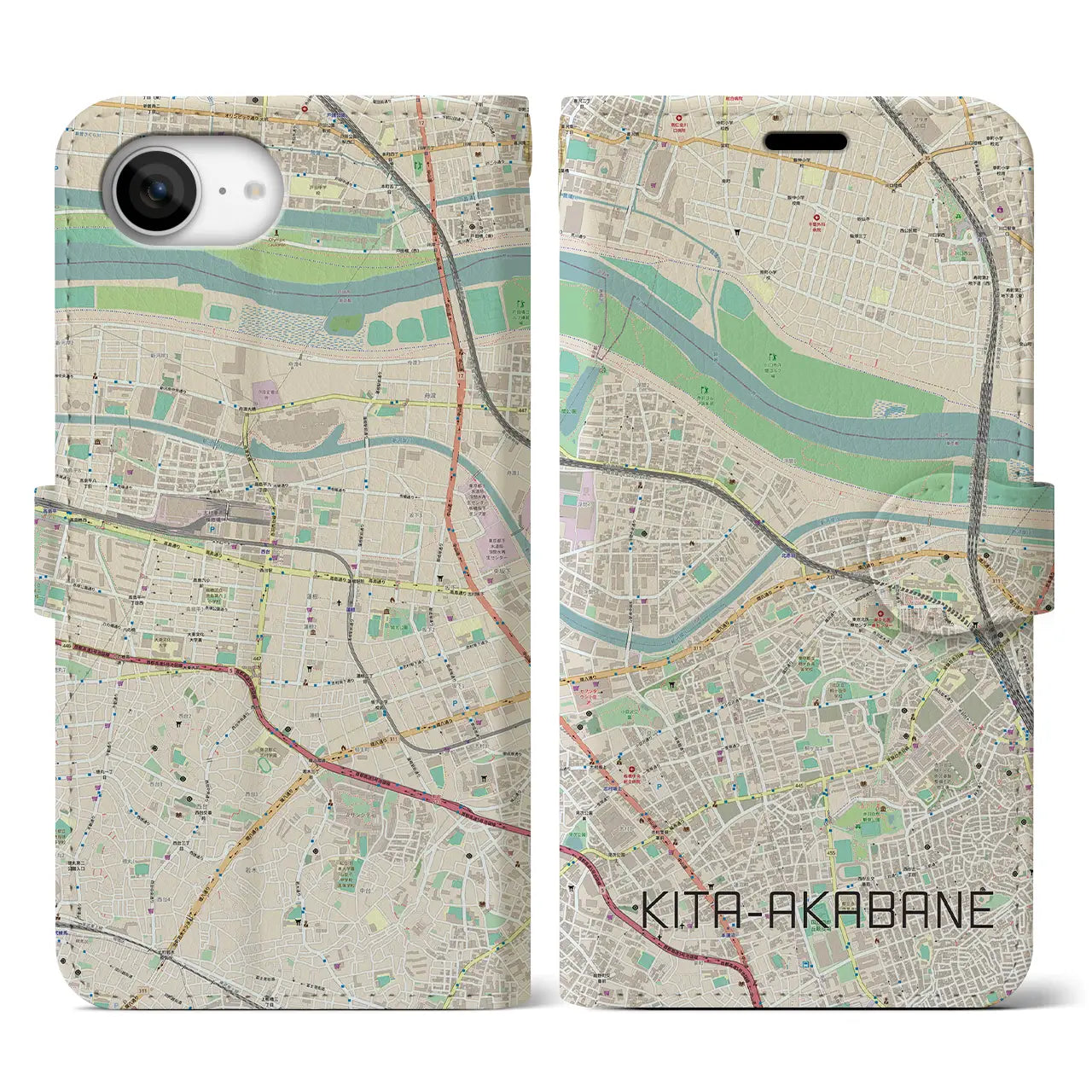 【北赤羽(東京都)】地図柄iPhoneケース(手帳タイプ)