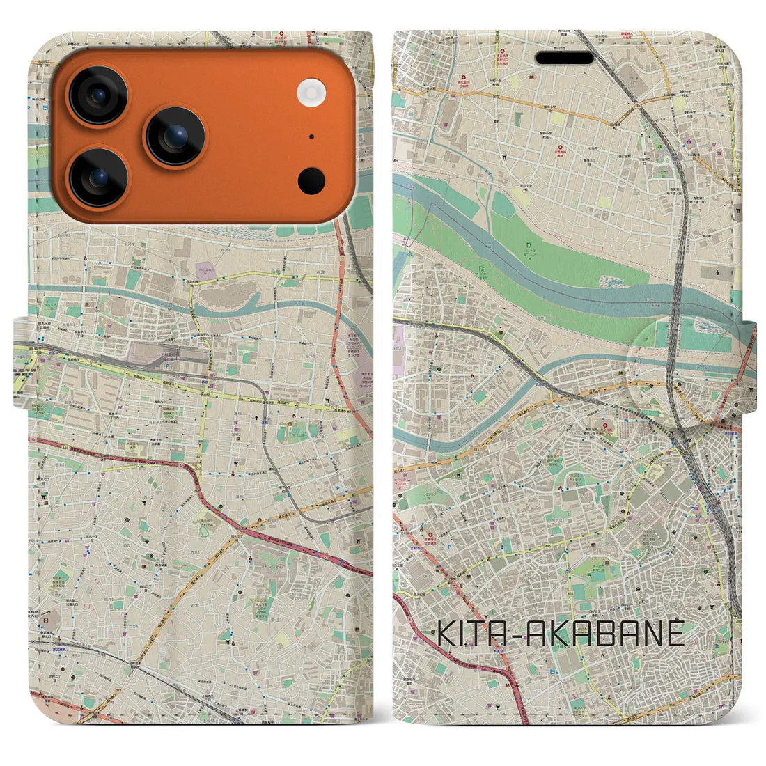 【北赤羽(東京都)】地図柄iPhoneケース(手帳タイプ)ナチュラル・iPhone 17 Pro Max 用