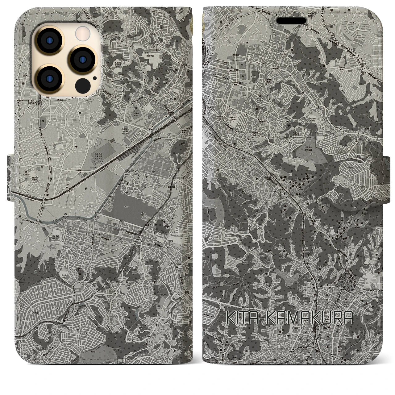 【北鎌倉(神奈川県)】地図柄iPhoneケース(手帳タイプ)