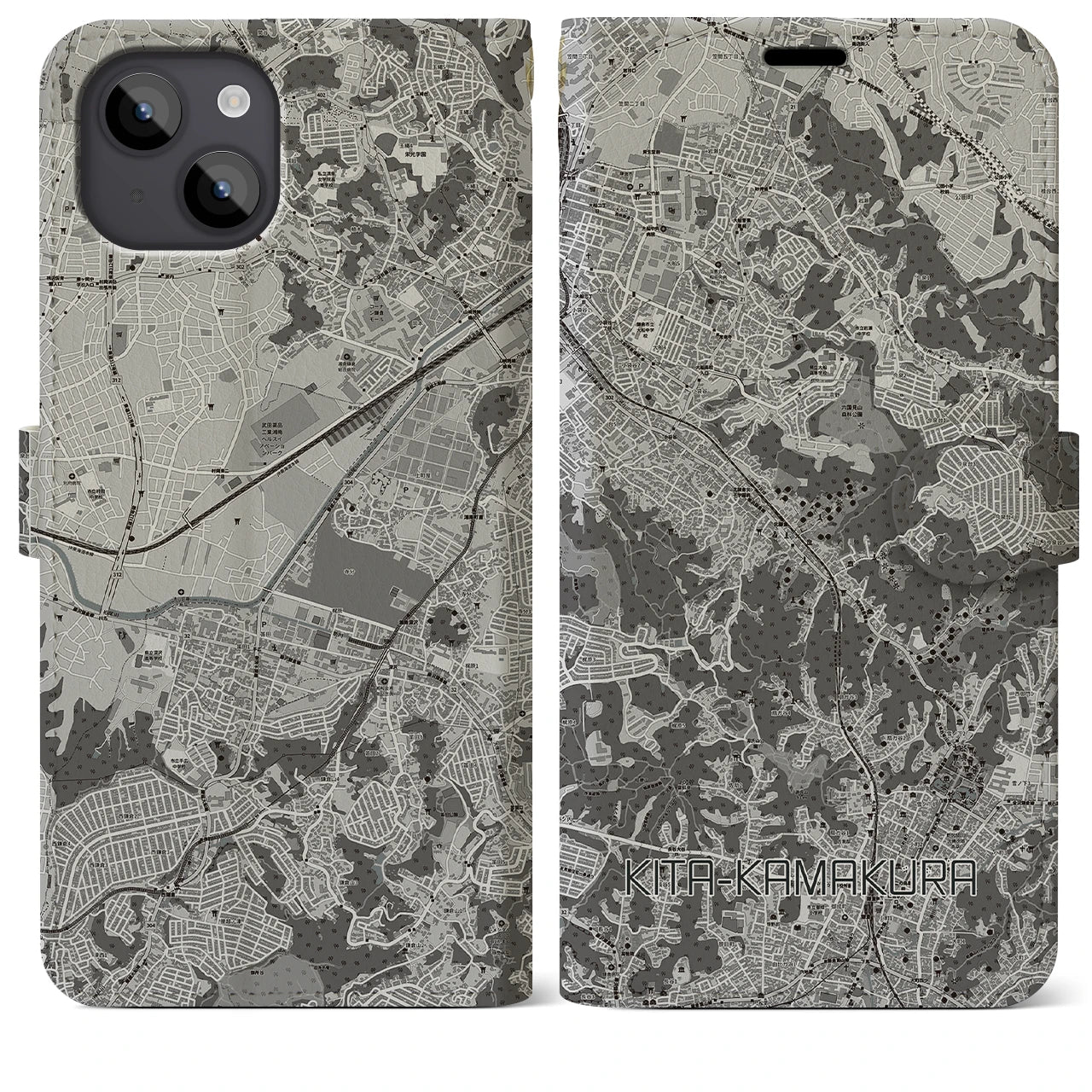 【北鎌倉(神奈川県)】地図柄iPhoneケース(手帳タイプ)