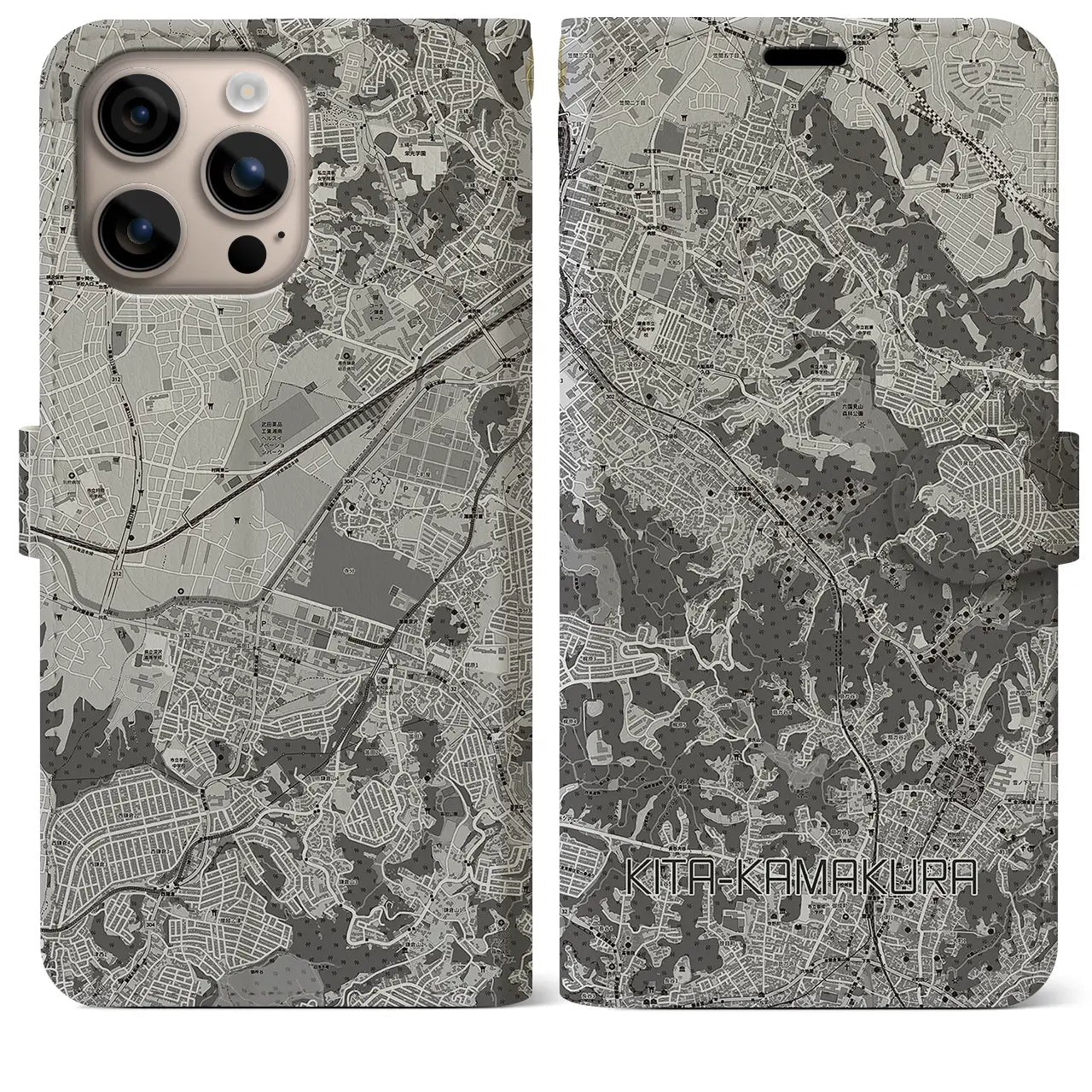 【北鎌倉(神奈川県)】地図柄iPhoneケース(手帳タイプ)