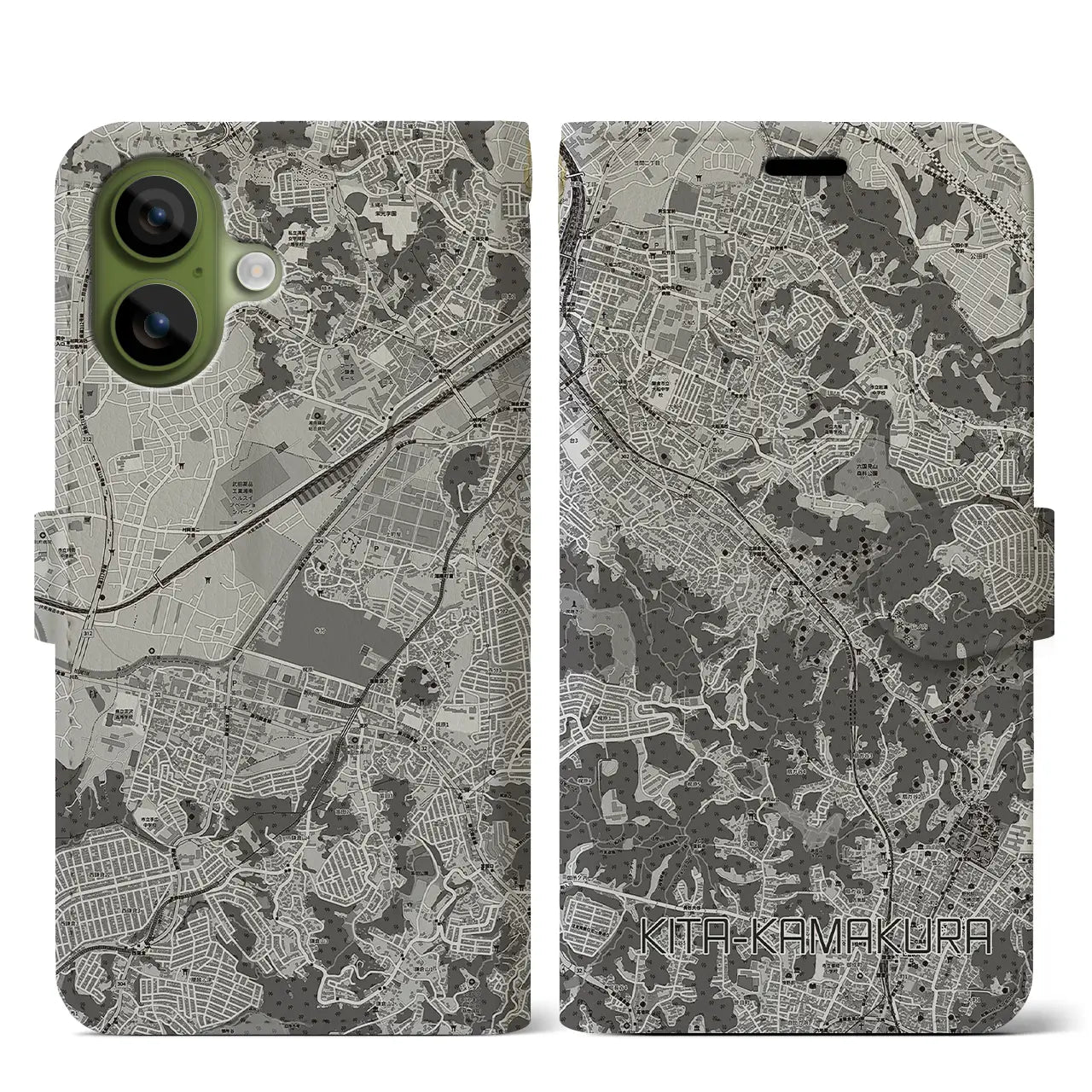 【北鎌倉(神奈川県)】地図柄iPhoneケース(手帳タイプ)