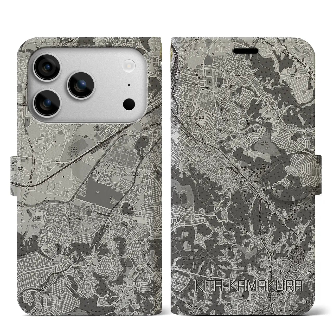 【北鎌倉(神奈川県)】地図柄iPhoneケース(手帳タイプ)