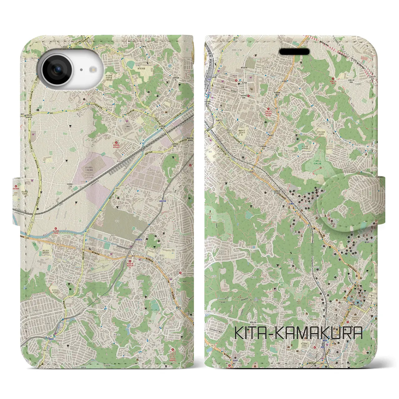 【北鎌倉(神奈川県)】地図柄iPhoneケース(手帳タイプ)