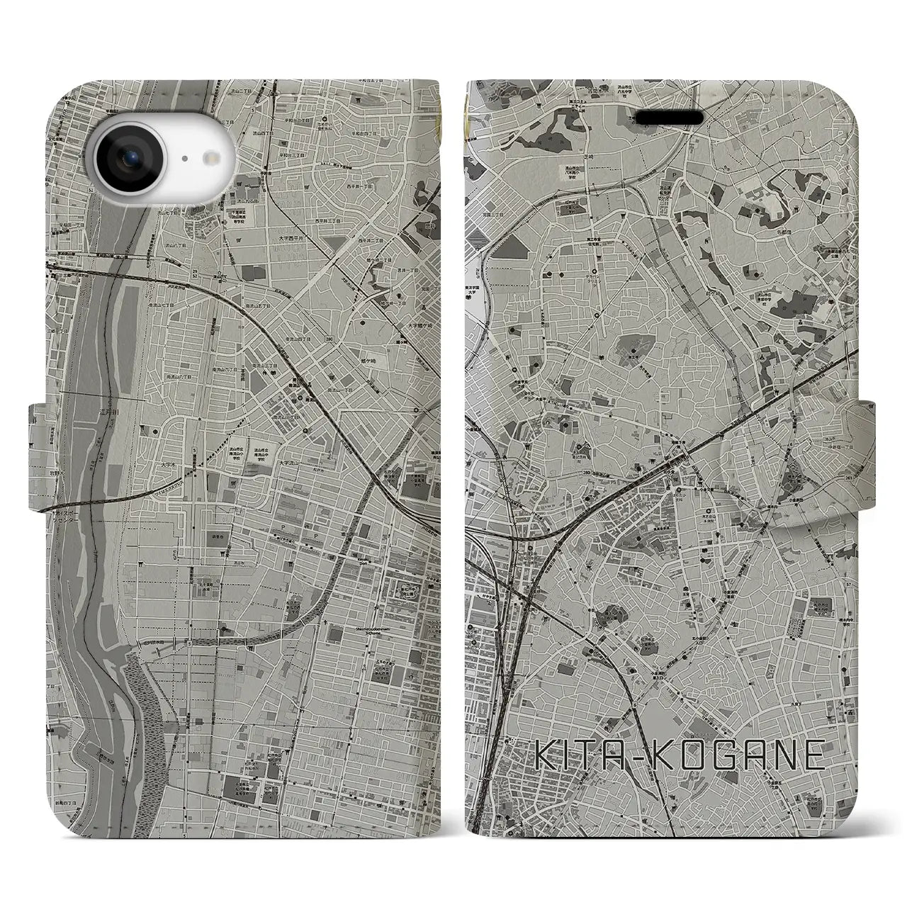 【北小金(千葉県)】地図柄iPhoneケース(手帳タイプ)