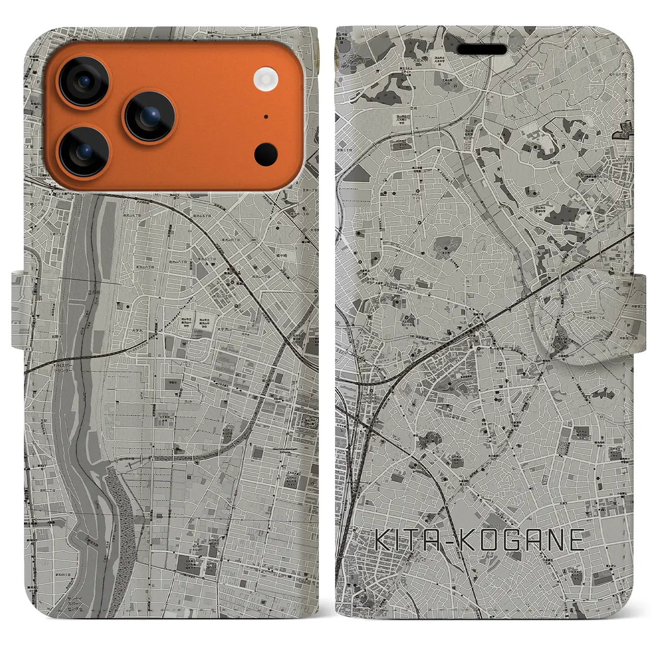 【北小金(千葉県)】地図柄iPhoneケース(手帳タイプ)