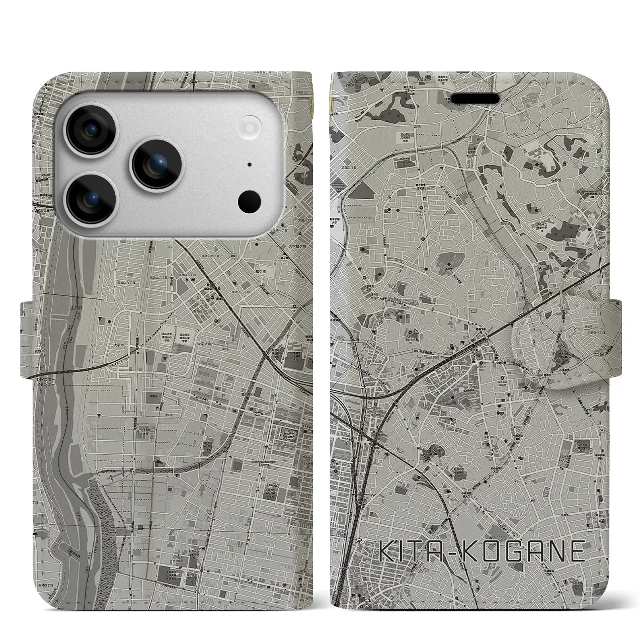 【北小金(千葉県)】地図柄iPhoneケース(手帳タイプ)