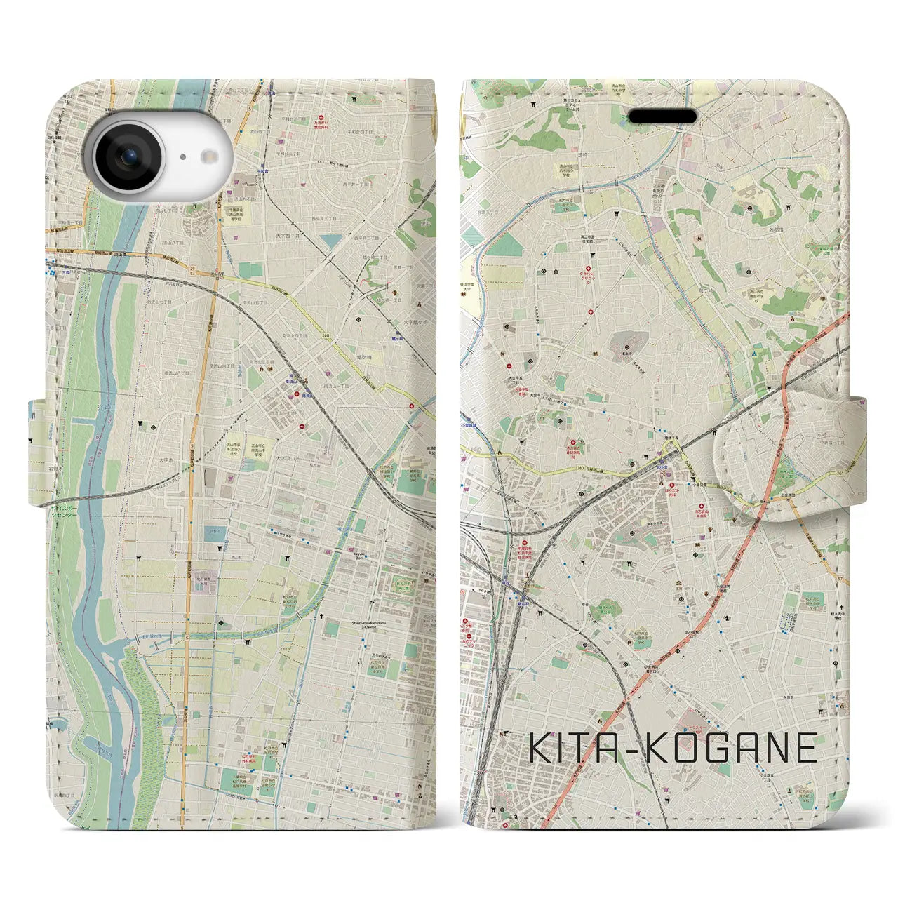 【北小金(千葉県)】地図柄iPhoneケース(手帳タイプ)