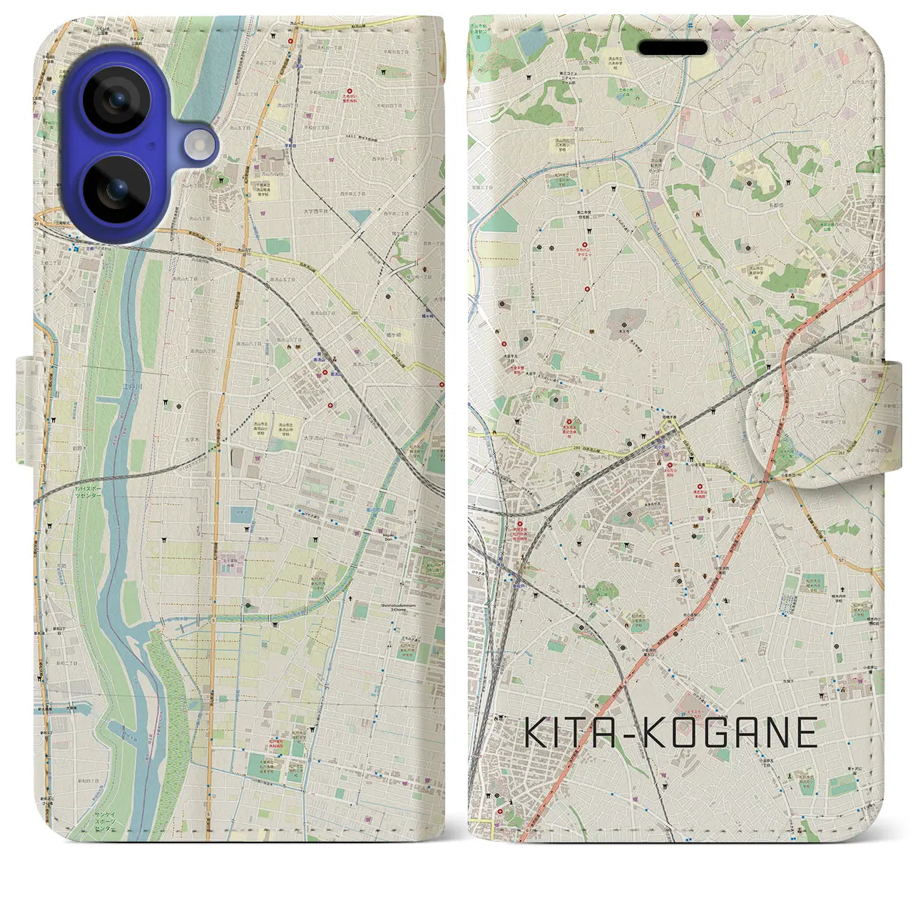 【北小金(千葉県)】地図柄iPhoneケース(手帳タイプ)ナチュラル・iPhone 16 Pro Max 用
