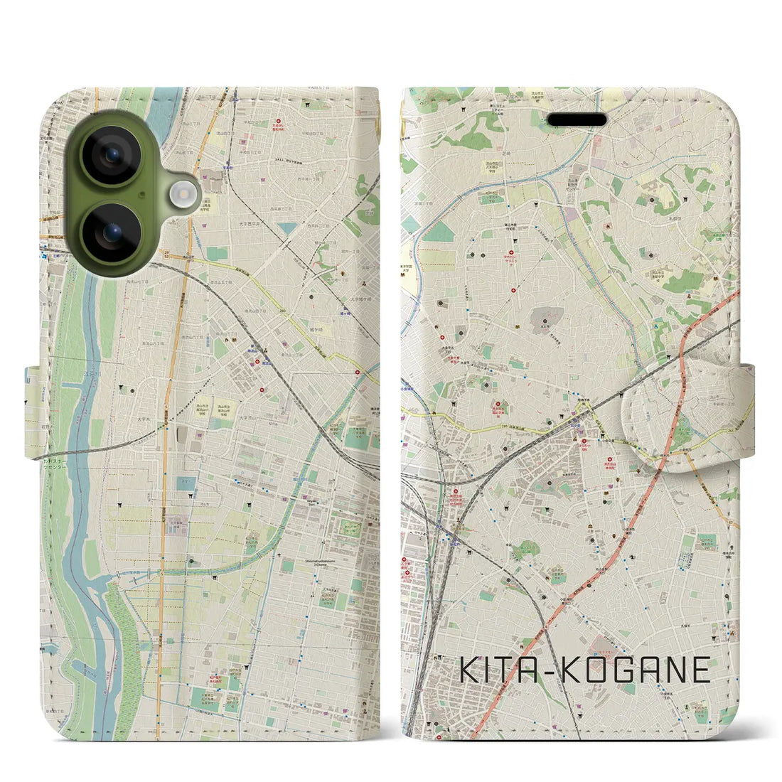 【北小金(千葉県)】地図柄iPhoneケース(手帳タイプ)ナチュラル・iPhone 17 Pro Max 用
