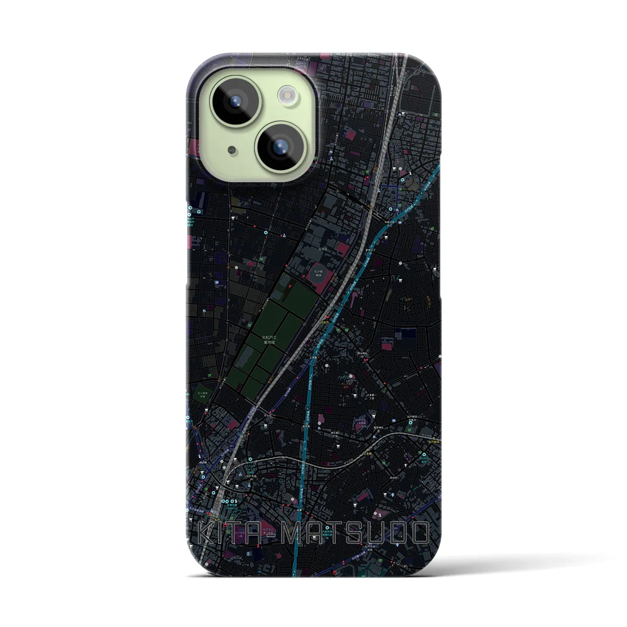 【北松戸(千葉県)】地図柄iPhoneケース(バックカバータイプ)