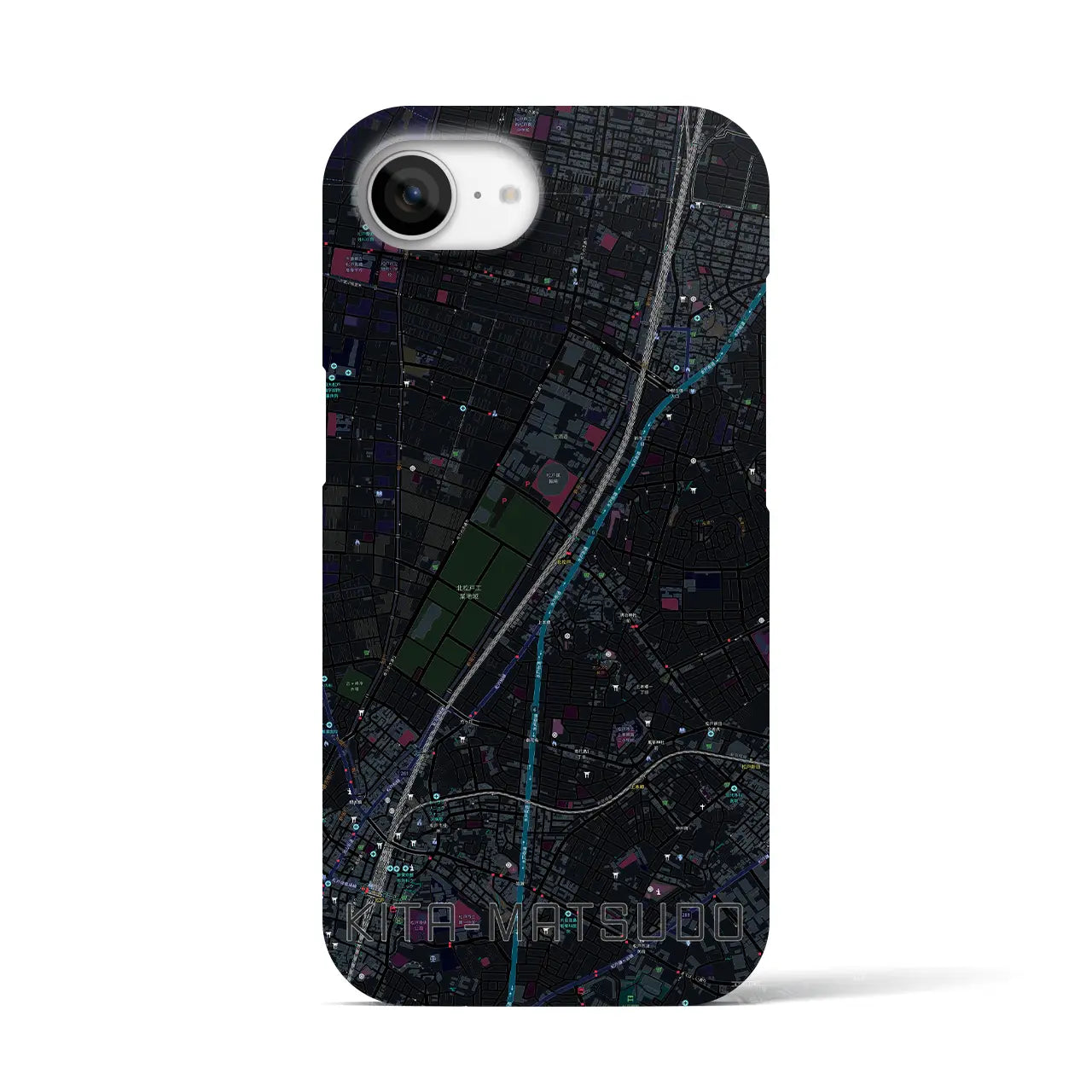 【北松戸(千葉県)】地図柄iPhoneケース(バックカバータイプ)