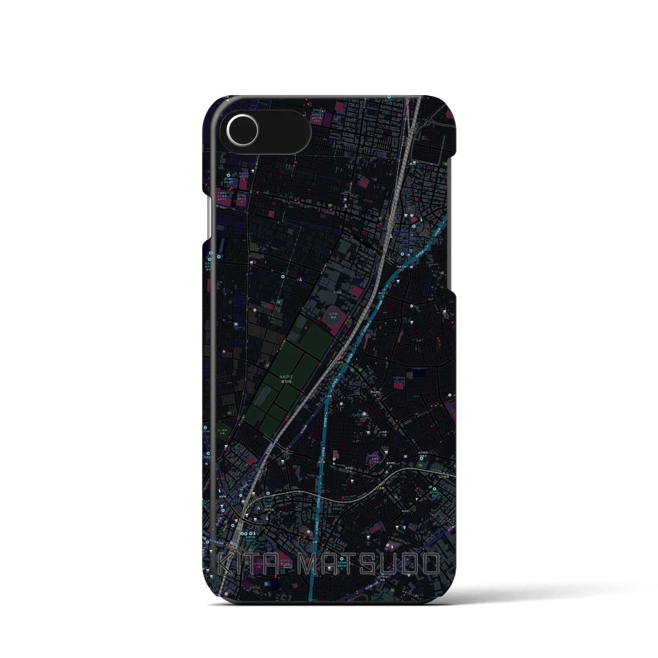 【北松戸(千葉県)】地図柄iPhoneケース(バックカバータイプ)