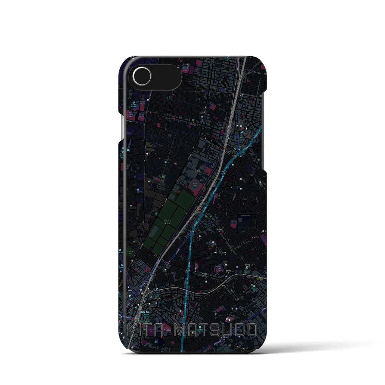 【北松戸(千葉県)】地図柄iPhoneケース(バックカバータイプ)