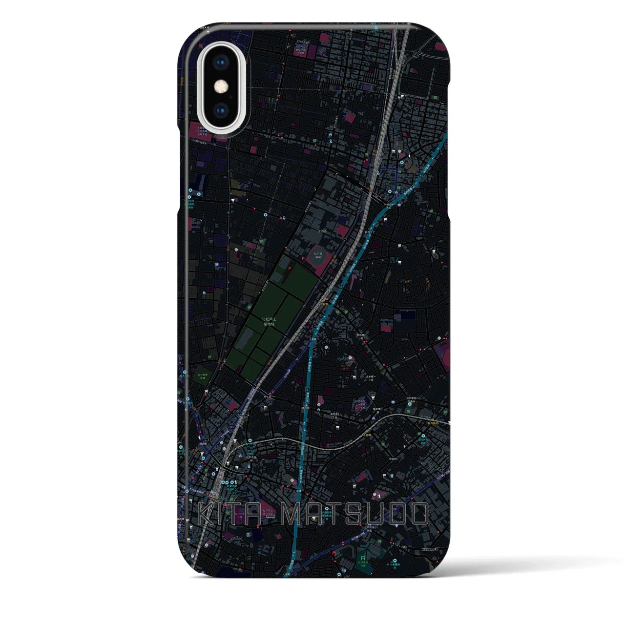 【北松戸(千葉県)】地図柄iPhoneケース(バックカバータイプ)