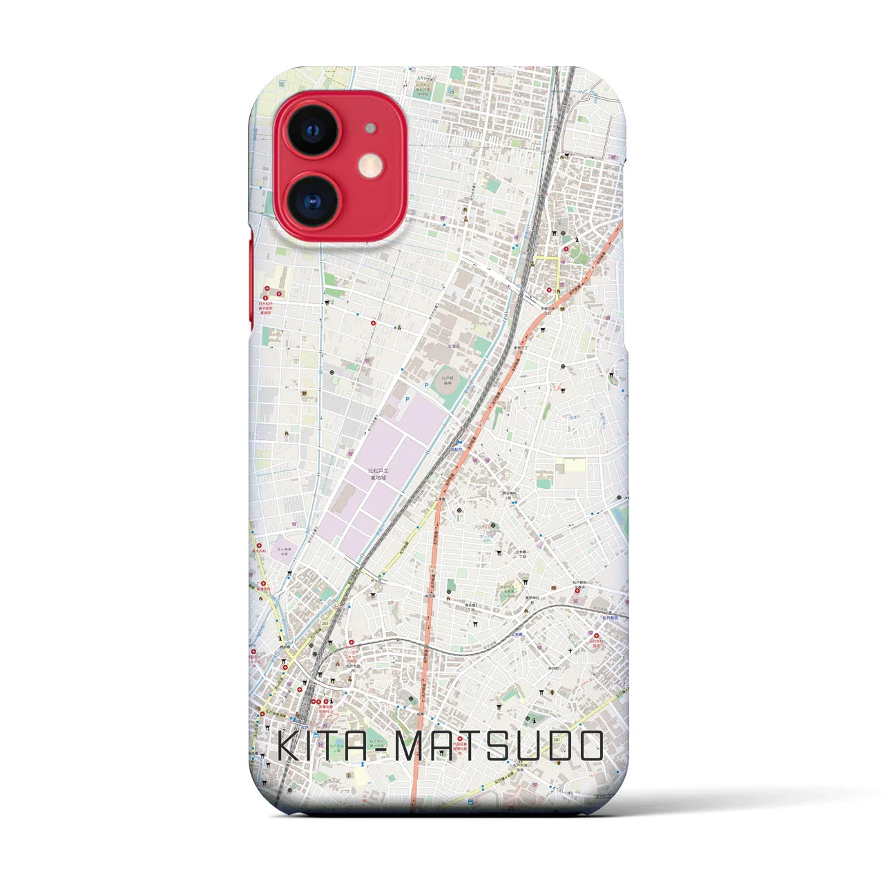 【北松戸(千葉県)】地図柄iPhoneケース(バックカバータイプ)