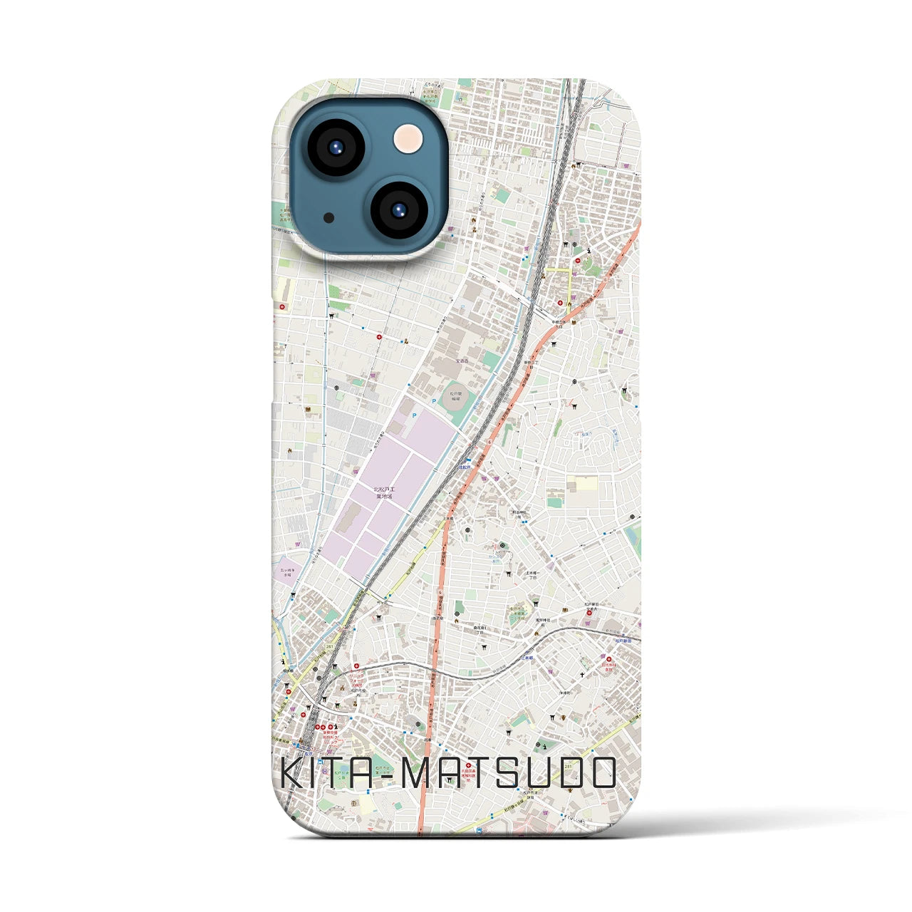 【北松戸(千葉県)】地図柄iPhoneケース(バックカバータイプ)