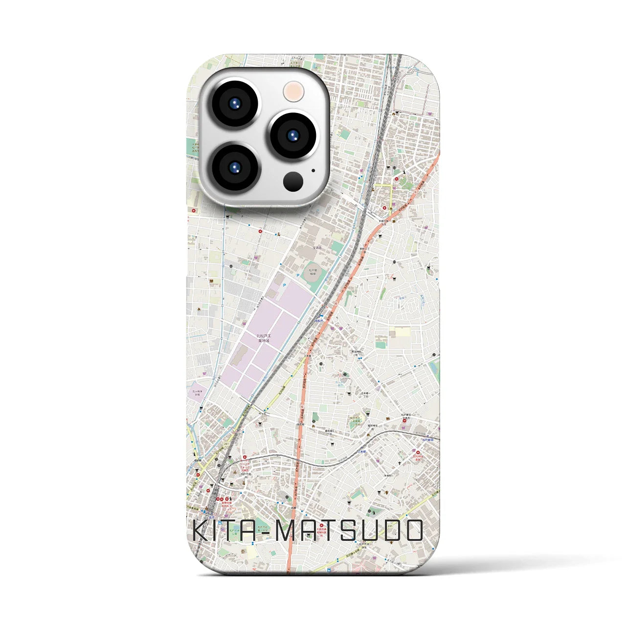 【北松戸(千葉県)】地図柄iPhoneケース(バックカバータイプ)