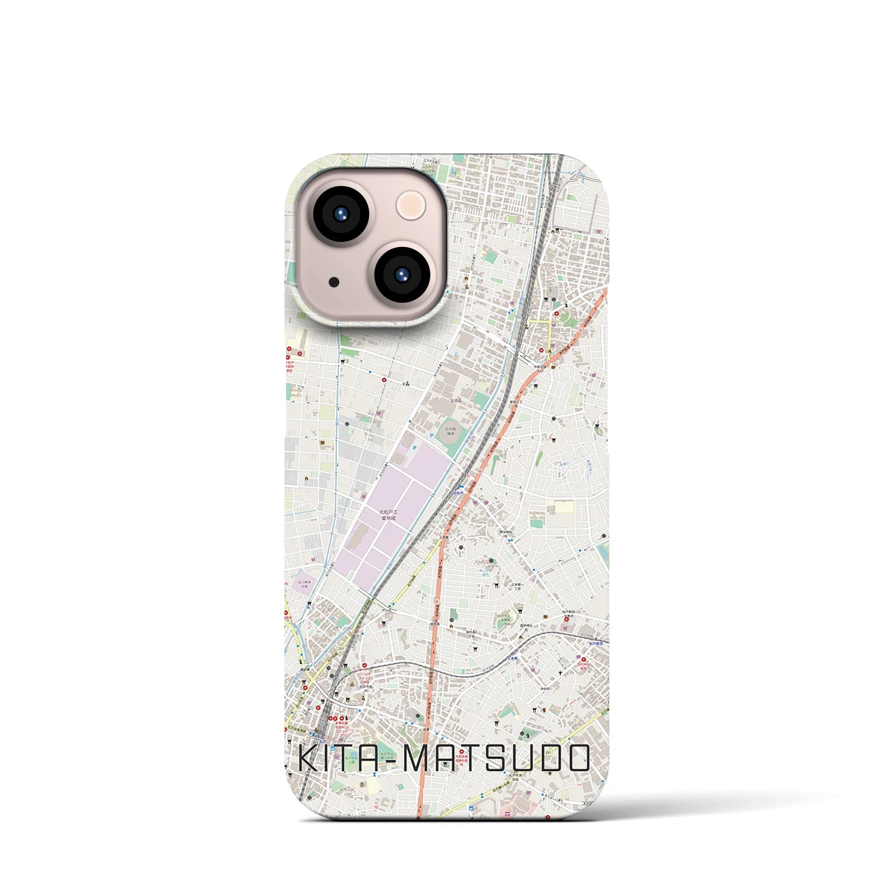 【北松戸(千葉県)】地図柄iPhoneケース(バックカバータイプ)