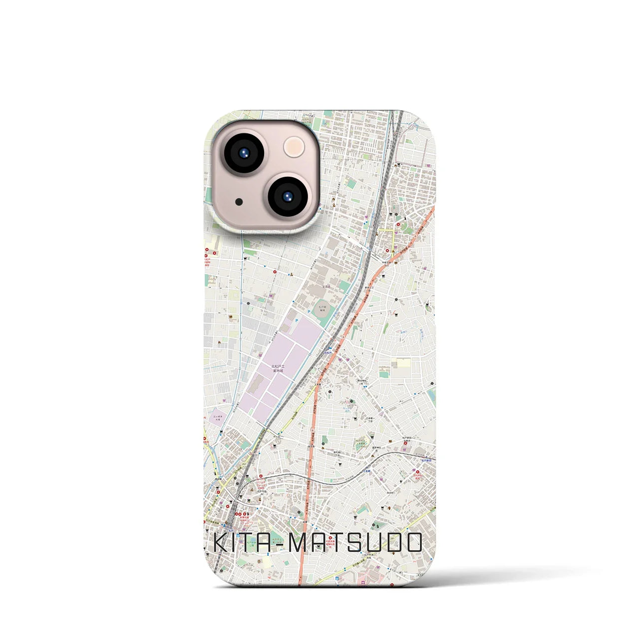 【北松戸(千葉県)】地図柄iPhoneケース(バックカバータイプ)